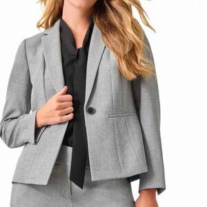 Kasper Womens 6P Stretch Crepe One Button Blazer Grey